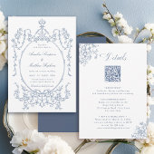 All in One Floral Frame Blue Wedding               招待状