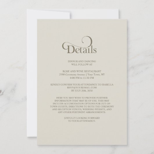 All in One Flower and Pearls Wedding 招待状 (裏面)