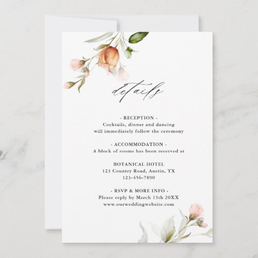 All In One Garden Floral Circle Frame Wedding 招待状 (裏面)