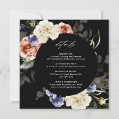 All In One Garden Floral Frame Black Wedding  招待状 (裏面)