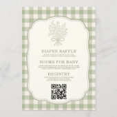 All in One Gingham Floral Bow Baby Shower 招待状 (裏面)