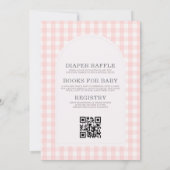 All in One Gingham Pink Girl Baby Shower 招待状 (裏面)