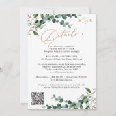 All-In-One Greenery Gold Geometric QR Code Wedding 招待状 (裏面)
