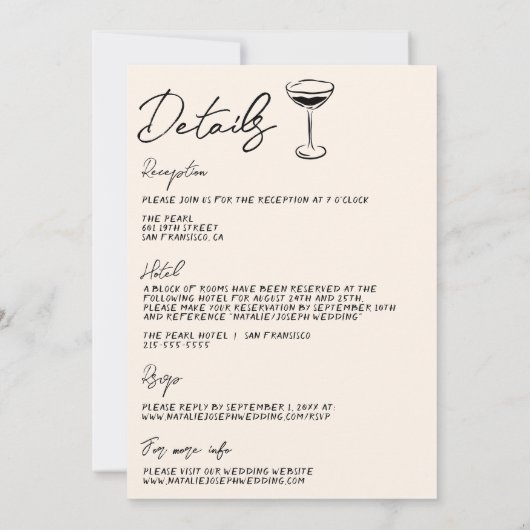 All In One Hand Drawn Written Couple Fun Wedding 招待状 (裏面)