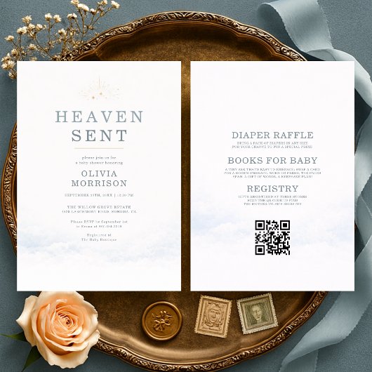All in One Heaven Sent Baby Shower 招待状