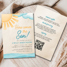 All In One Here 来 the Son男の赤ちゃん・シャワー 招待状