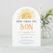 All In One Here Comes The Son QRコード ベビーシャワー 招待状 (スタンド正面)
