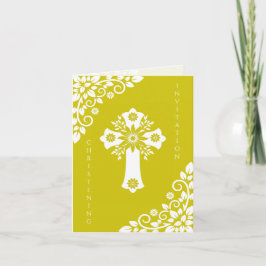 All In One Invitation Christening Flower Cross シーズンカード