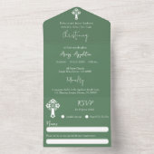 All In One Invitation Floral Cross Baptism Green オールインワン招待状 (内側)