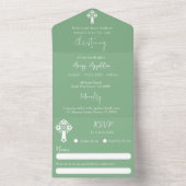 All In One Invitation Floral Cross Sage Green オールインワン招待状 (内側)