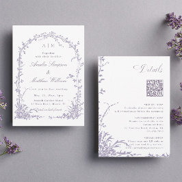 All in One Lavender Botanical Arch Garden Wedding  招待状