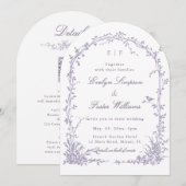All in One Lavender Botanical Garden Wedding Arch 招待状 (正面/裏面)