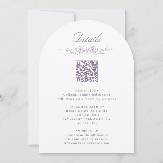 All in One Lavender Botanical Garden Wedding Arch 招待状 (裏面)