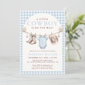 All in One Little Cowboy Boy Baby Shower 招待状 (スタンド正面)