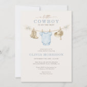 All in One Little Cowboy Clothesline Baby Shower 招待状 (正面)