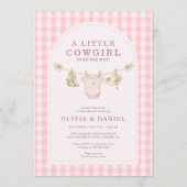 All in One Little Cowgirl Clothesline Baby Shower 招待状 (正面)