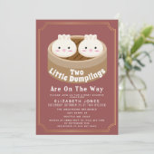 All in One Little Dumpling Twins Baby Shower QR  招待状 (スタンド正面)
