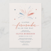 All in One Little Firecracker 4th July Baby Shower 招待状 (正面)