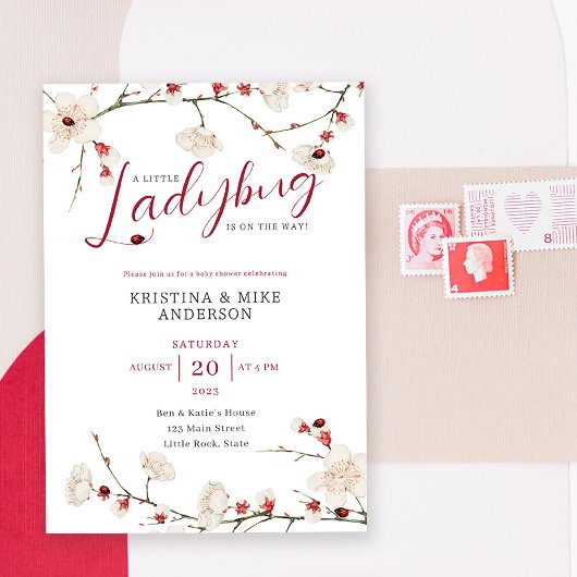 All in One Little Ladybug QR Code Shower 招待状