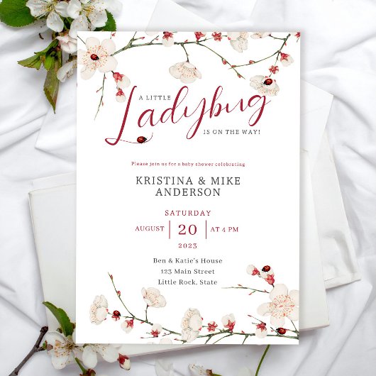 All in One Little Ladybug QR Code Shower 招待状