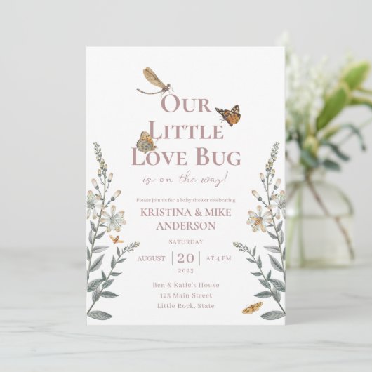 All in One Little Love Bug Baby Shower Invitation 招待状 (スタンド正面)