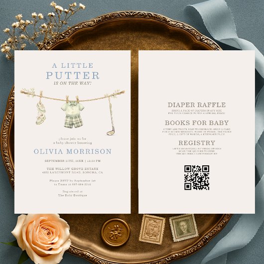 All in One Little Putter Golf Baby Shower 招待状