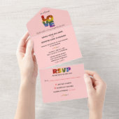 All In One LOVE赤をテーマにした同性結婚性 オールインワン招待状 (貼ってはがせる)