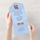 All In One LOVE Blueをテーマにした同性結婚性 オールインワン招待状 (貼ってはがせる)