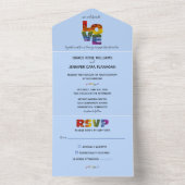 All In One LOVE Blueをテーマにした同性結婚性 オールインワン招待状 (内側)