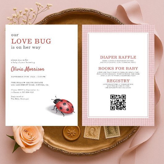 All in One Love Bug Ladybug Baby Shower 招待状