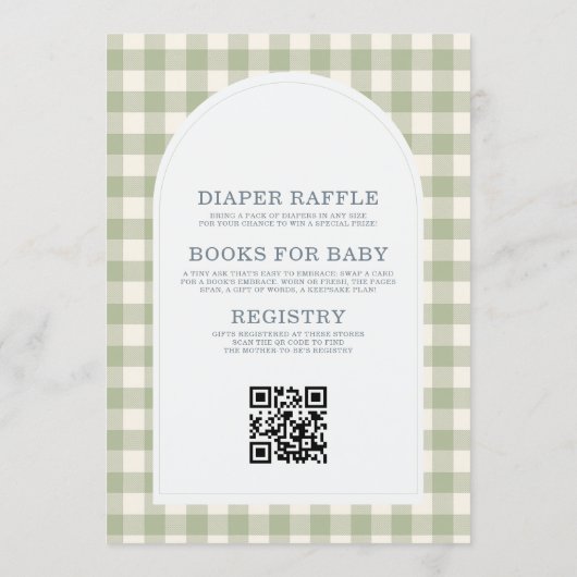 All in One Mallard Duck Gingham Baby Shower 招待状 (裏面)