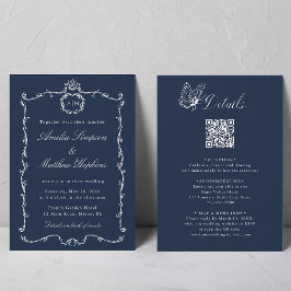 All in One Modern Classic French Wedding Navy Blue 招待状
