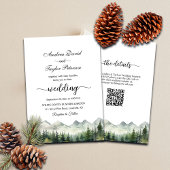 All in One Mountains and Pines QR Code Wedding 招待状