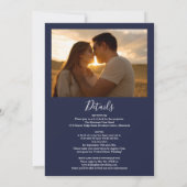 All In One Navy Blue Greenery Light Photo 結婚's 招待状 (裏面)