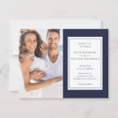 All In One Navy Blue Photos 結婚 招待状 (正面)