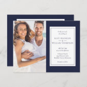 All In One Navy Blue Photos 結婚 招待状 (正面/裏面)