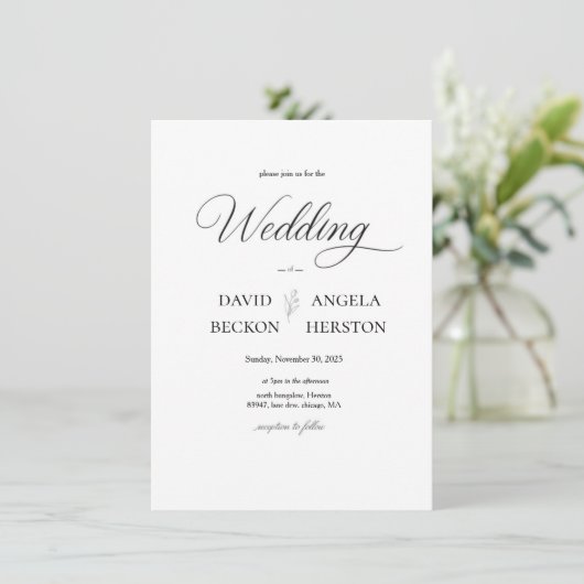 All-In-One Neutral Modern Boho Wedding  招待状 (スタンド正面)