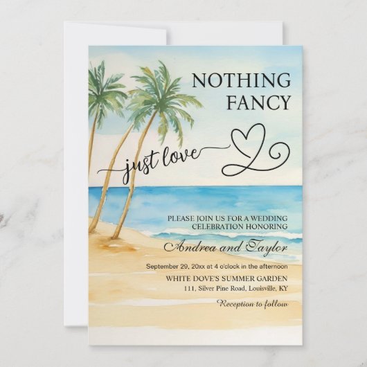 All in One Nothing Fancy Just Love Beach Palm Tree 招待状 (正面)