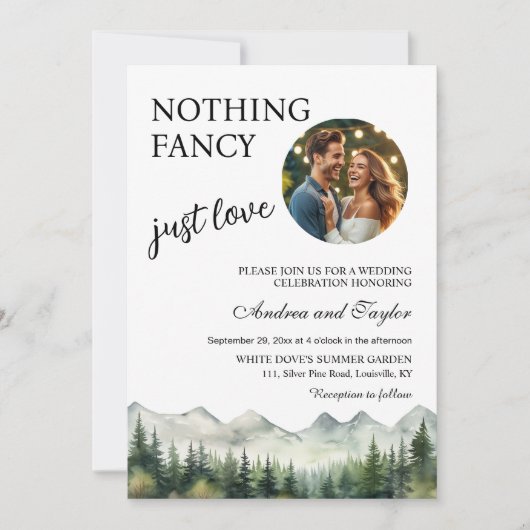 All in One Nothing Fancy Just Love Wedding Photo 招待状 (正面)