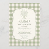 All in One Oh Baby Gingham Baby Shower 招待状 (正面)