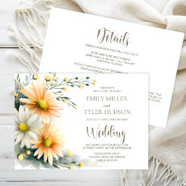 All in One Orange and White Daisies Wedding 招待状
