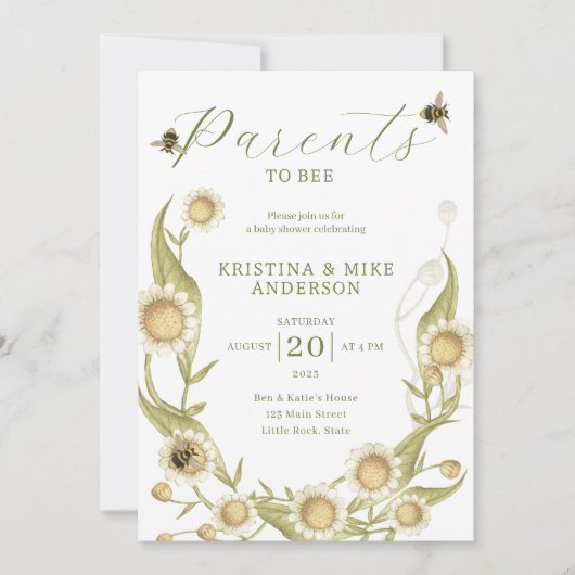 All In One Parents to Bee QR Code Baby Shower 招待状 (正面)