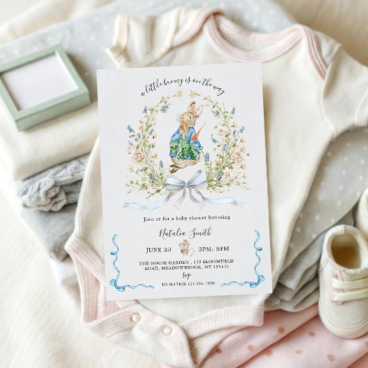 All in One Peter Rabbit Bunny QR Baby Shower  招待状