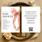 All in One Pink Bow Coquette Baby Shower 招待状