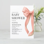 All in One Pink Bow Coquette Baby Shower 招待状 (スタンド正面)