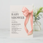 All in One Pink Bow Girl Baby Shower 招待状 (スタンド正面)
