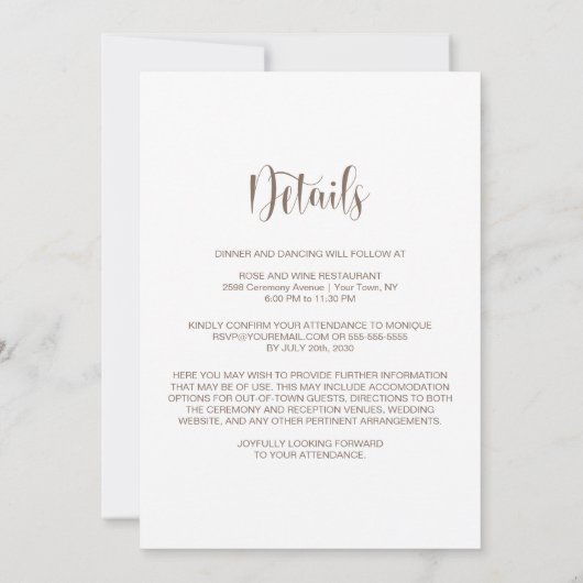 All in One Pink Orange Floral Wedding 招待状 (裏面)