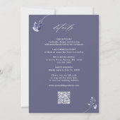 All In One Plum Purple & Indigo Floral Wedding 招待状 (裏面)