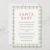 All in One Preppy Plaid Santa Baby Shower 招待状 (正面)