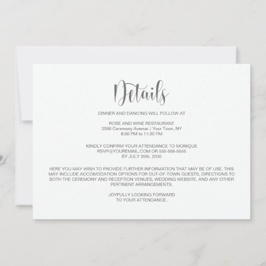 All in One Purple and White Daisies Wedding 招待状 (裏面)